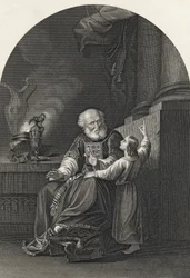 Samuel y Elí, grabado por S. Allen, de 